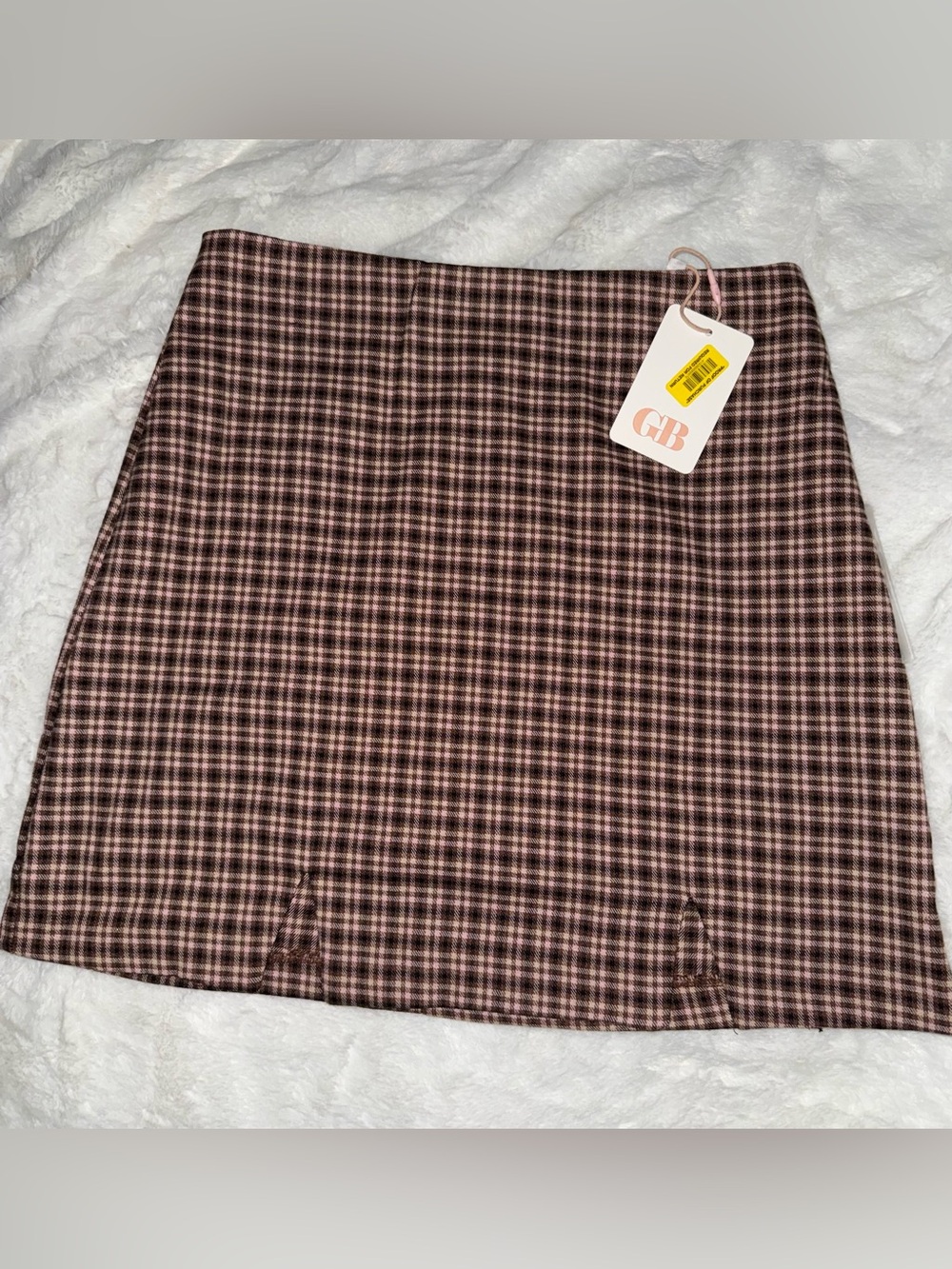 Gianni Bini Pink and Brown Plaid Mini Skirt